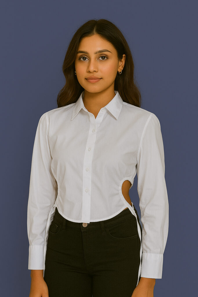 White Button-Down Shirt with Side Cut-Out