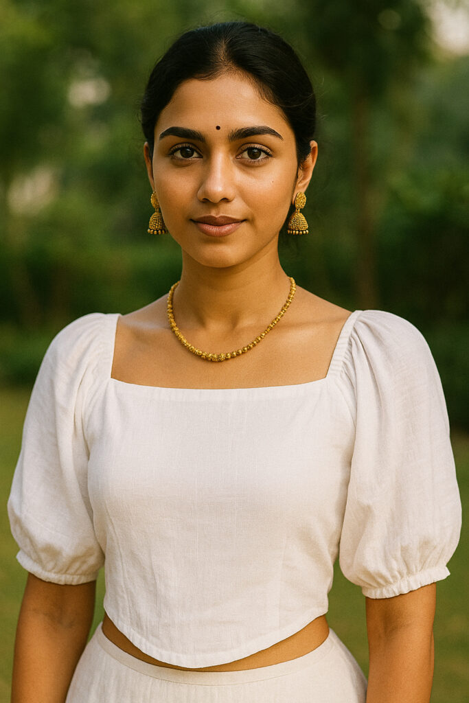 White Square-Neck Puff Sleeve Crop Top
